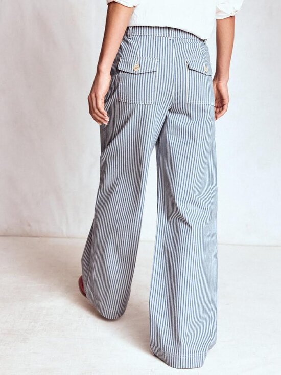 BODEN Brompton Wide leg Trousers Blue Stripe - Picture 11 of 13
